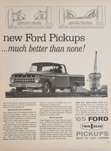 1964 Print Ad 1965 Ford Pickup Trucks Twin I Beam Construction Site - £16.73 GBP