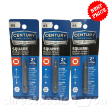Century Drill &amp; Tool 68253 #3 Square Screwdriving Bits Pack of 3 - £13.40 GBP