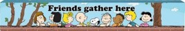 Peanuts Gang &quot;Friends Gather Here&quot; 16&quot;x 2.5&quot; Illustrated Wooden Hanging Sign NEW - £10.82 GBP