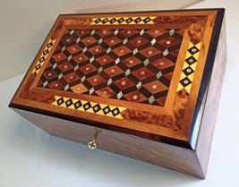 Thuya Wood Jewelry Box  inlaid with Mother of pearl, Handcrafted from ex... - £177.76 GBP