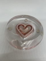 Rare MOSER Pink One Heart Paperweight Rosalin - $145.12