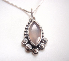 Faceted Rose Quartz w/ Silver Dot Accents 925 Sterling Silver Pendant Very Small - £5.73 GBP