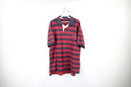 Vtg 90s Nautica Mens Large Faded Striped Block Letter Spell Out Rugby Polo Shirt - £42.74 GBP