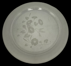 Hummingbird Floral Crystal Serving Platter Vtg 80s Avon Etched Frosted Rim 12.5&quot; - $17.75