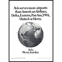 1970 Avis Rent a Car Vintage Print Ad Globe Air Travel Delta Pan Am TWA Wall Art - £8.25 GBP