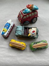 Vintage Lot Of (5) Cars. Vw Beetle, Bus, New Beetle, All With Surfboard&#39;s - £50.58 GBP