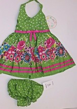 Baby Bari 2 piece set dress summer Polka Dot Lime Dress Bloomers size 9 ... - $20.55 CAD