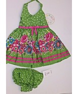 Baby Bari 2 piece set dress summer Polka Dot Lime Dress Bloomers size 9 ... - $20.55 CAD