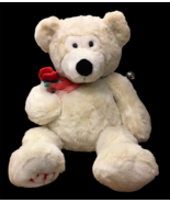 Vintage Dan Dee JUMBO Polar Bear w/Red Rose Ribbon Plush Ivory White Stu... - $125.00