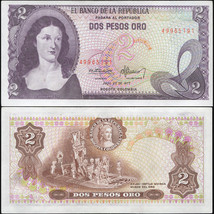 Colombia. Banknote 2 pesos oro. 1977. Unc. Paper. Cat# P.413b - $4.59