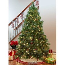 6.5&#39; Verona Pine Tree Green Gold White Lights Red Berries Decor - £187.65 GBP