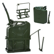 Jerry Can 5 Gallon 20L Gas Gasoline Can Metal Steal Tank W/ Holder Green - £70.33 GBP