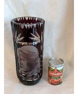 9 Inch Pope John Paul II Bohèmien Coupe Gravé Cristal Rouge Rubis Vase - $1,911.12 MXN