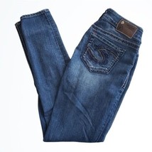 Silver Suki Mid Rise Back Pocket Embellished Blue Jean Jegging Size 27 Waist 27 - £26.03 GBP
