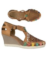 Women Mexican Huarache Wedge Sandal Summer Real Leather Buckle #101 - £31.92 GBP