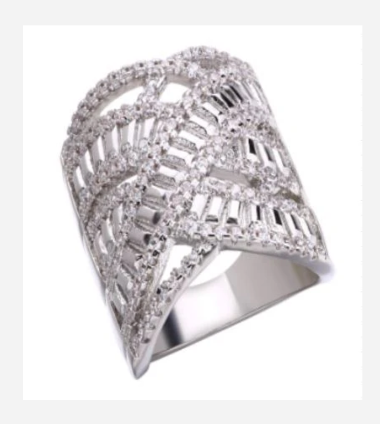 Primary image for SILVER MULTI RHINESTONE COCKTAIL RING SIZE 6 7 8 9 10