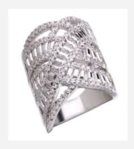 SILVER MULTI RHINESTONE COCKTAIL RING SIZE 6 7 8 9 10 - £31.97 GBP