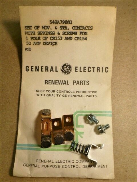 548A790G1 GE General Electric 50 AMP 1 POLE CONTACT RENEWAL PARTS KIT - ... - $14.50