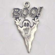 Halloween Charm Ghost Boo Pendant Metal Vintage - $11.95