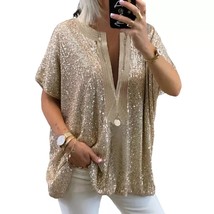Blouse with V-neckline and sequins - £23.76 GBP