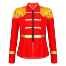 Red Marching  Uniform Long Sleeve Tels Coat Jacket Kids  Drum Major Costume Roya - £57.26 GBP