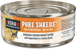 KOHA Pure Shreds Chicken Entrée for Cats, High Protein Wet Cat Food, 5.5oz Cans - £36.75 GBP