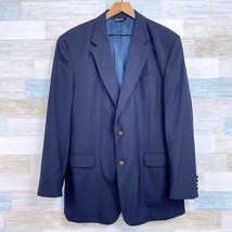 Jos A Bank Two Button Blazer Jacket Navy Blue Wool Metal Button Mens 46L 46 Long - £59.20 GBP