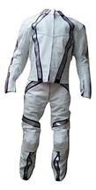 Bestzo Men&#39;s Tron Fashion Daft Punk Genuine Leather Motorbike Suit White XS - £309.82 GBP