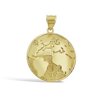 World Globe Pendant 10k Gold Mens Charm 1.5&quot; - £356.42 GBP