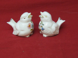 Vintage Birds with Painted Flowers &amp; Gold Trim Salt and Pepper Shakers - £15.56 GBP