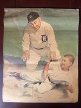 Vintage TY COBB BASEBALL Top Wall Calendar Mexican Bill Medcalf Art From... - $261.79
