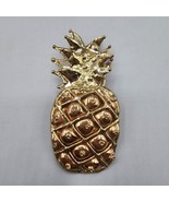 Pineapple Pendant Brooch Pin Tri Tone Artisan Metalwork Fruit Tropical - $380.59 MXN