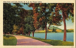Vintage Linen Postcard Bluff Point and Lake Keuka NY Finger Lakes Tichnor Bros - £5.49 GBP