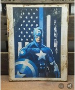 9" CAPTAIN AMERICA America flag moive tv custom pop ART Wood Vtg style Sign - €25,30 EUR