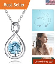 Elegant Infinity Pendant Necklace with Aquamarine Birthstone - 16&quot;+2&quot; Ad... - $1,120.91 MXN