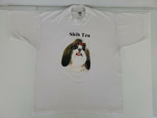 Primary image for Vintage Single Stitch 90s Fruit Of The Loom Shih Tzu Dog Big Face T Shirt Large