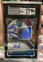 2021 Spectra Rookie Auto Amon-Ra St. Brown celestial #&#39;d /99 SGC 9 Mint  - $210.17