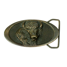 Bison Belt Buckle Buffalo Vintage 1976 Adezy Denver Thin Oval - £27.60 GBP