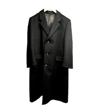 NORDSTROM Classic Cashmere Wool Charcoal Gray Long Lined Overcoat Jacket XL 46R - £116.15 GBP