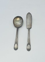 Rogers &amp; Bros Garland Rapture Silverplate Master Butter Knife &amp; Sugar Spoon - £13.35 GBP