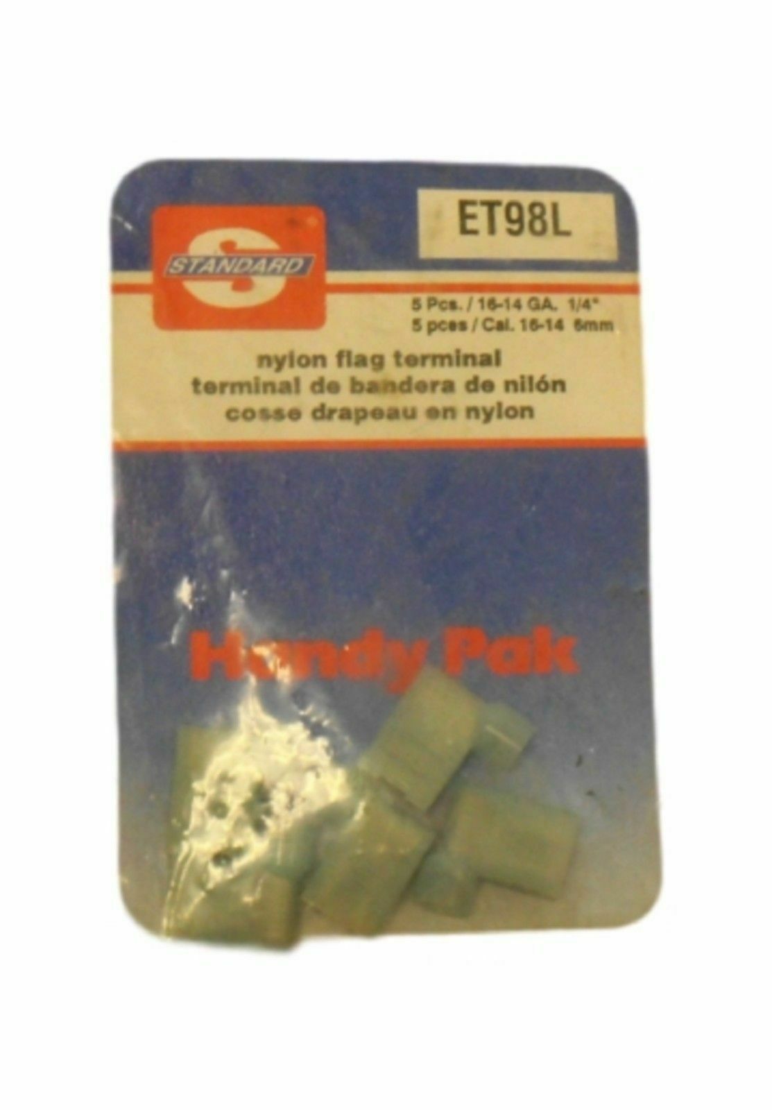 Standard Brand (5) Nylon Flag Terminals ET98L 16-14 GA 1/4&quot; New! 6mm - $14.00