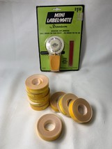 Vintage NOS YELLOW DENNISON Mini Label-Mate 3/8&quot;  Label Maker +9 1/2&quot; Ta... - $23.76