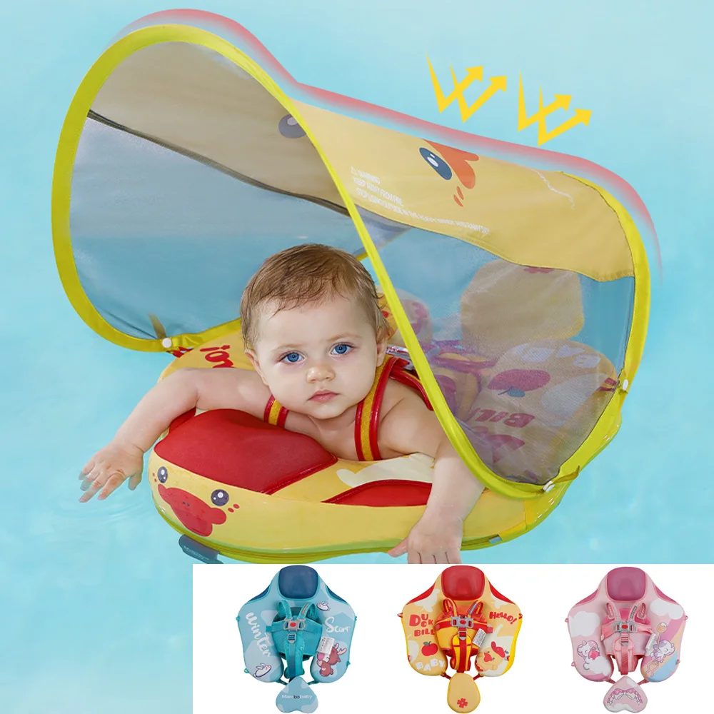 Baby Pool Float with Canopy UPF 50+ Non Inflatable Mambobaby Baby Floaties for - £126.68 GBP+