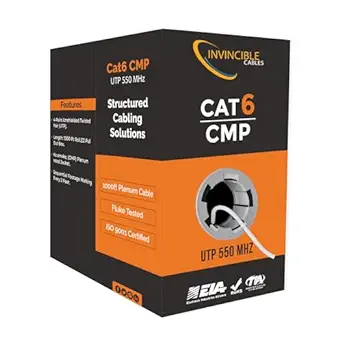 Cat6 Plenum (Cmp) 1000Ft Cable | 550 Mhz, 23Awg 4 Pair, Utp | Fluke Dsx-... - $235.99