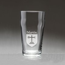 Martin Irish Coat of Arms Pub Glasses - Set of 4 (Sand Etched) - £54.27 GBP