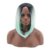 Fashion Short Bob Synthetic Wigs Heat Resistant Fiber 1B to PaleTurquoise 12 inc - $13.00