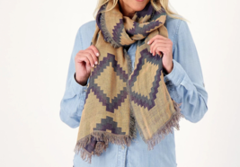 Denim &amp; Co. Canyon Retreat Double Face Jacquard Scarf Navy Multi, ONE SIZE - £24.42 GBP