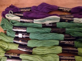 J&amp;P Coats Green Embroidery Floss Cross Stitch Thread Variety Color Pack ... - $14.25