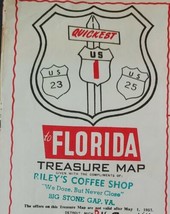 1954 to Florida Treasure Map Riley&#39;s Coffee Shop Granger Motel Amoco Wrens Motor - £45.61 GBP
