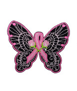 Awareness Ribbon Breast Cancer Butterfly 6 Embroidered Iron On Patch 3.8... - $203.76 MXN